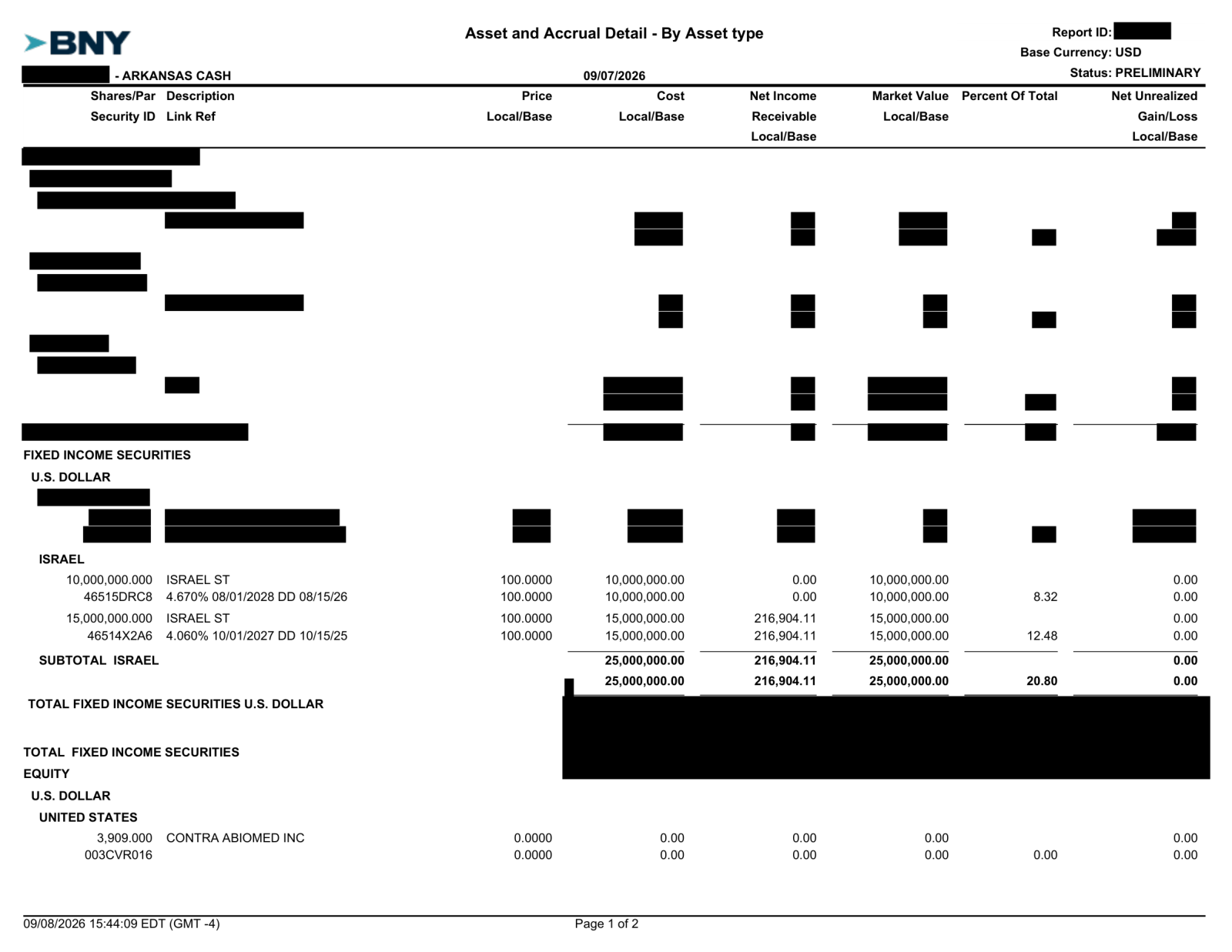Reviewed exhibit: APERS September custody positions